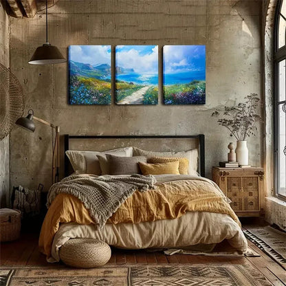 3pcs Spring Shoreline, Fine Wall Art Canvas Unframed - High Quality Print 100% Australian Made Wall Canvas
