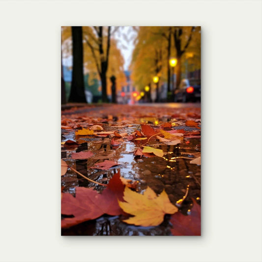 Dry Autumn Leaves Fallen Street To Pavement 60x90cm Metal Print Ready to Hang