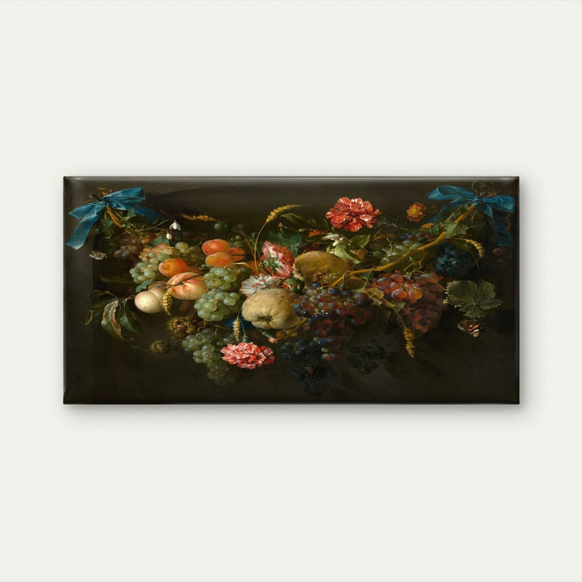 Dark Moody Floral & Fruit Quote Wall Art Canvas Office Home Framed 120x60cm