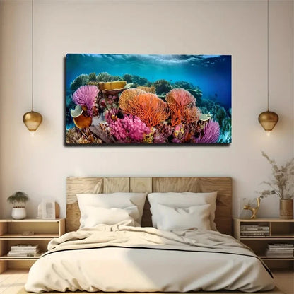 Vibrant Underwater Wall Art Canvas Office Home Room Framed 120x60cm