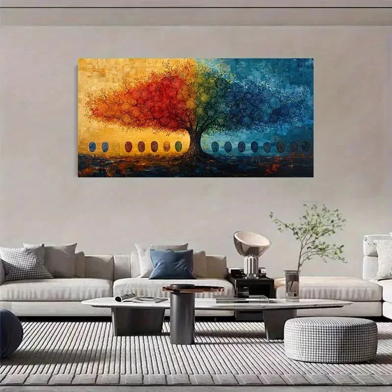 Modern Minimalist Vibrant Tree Wall Art Canvas Office Home Room Framed 120x60cm