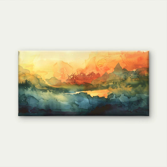 Vibrant Abstract Landscape Wall Art Canvas Office Home Room Framed 120x60cm
