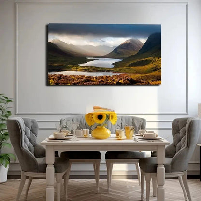 Serene Mountain Lake Wall Art Canvas Office Home Room Framed 120x60cm