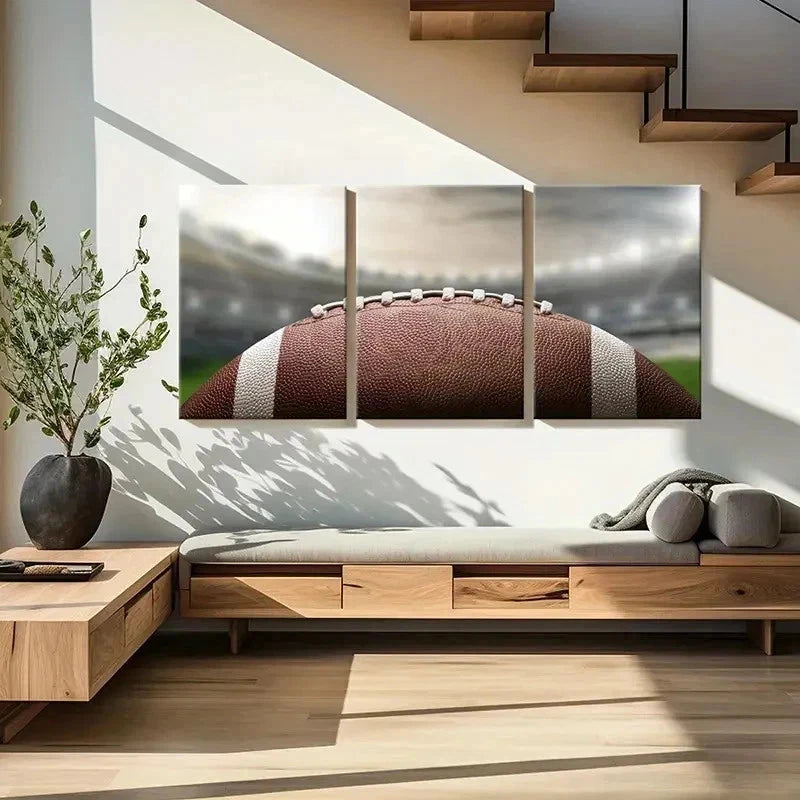 3pcs Sport Art Rugby American Football Wall Art Set Canvas Framed 50x70cm - High Quality Print 100% Australian Made Wall Canvas Ready to Hang