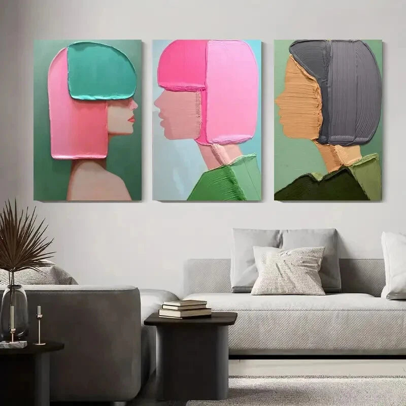 3pcs Colorful Abstract Contemporary Style Metal Print Ready to Hang Art - Bella Home Decor