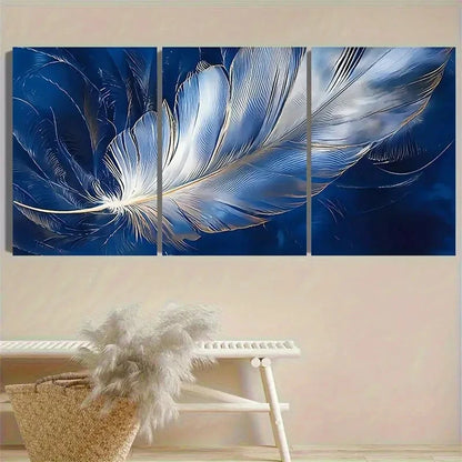 3pcs Delicate Feather Wall Art Set Canvas Framed 40x60cm - High Quality Print 100% Australian Made Wall Canvas Ready to Hang - Bella Home Decor
