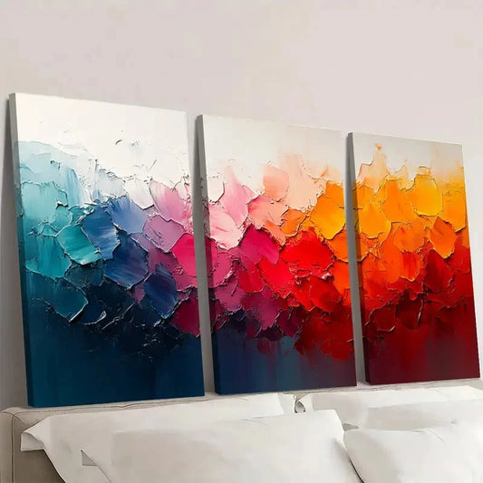 .3pcs Original Colorful Abstract Painting ER  Wall Art Set Canvas Framed 60x90cm - High Quality Print 100% Australian Made Wall Canvas Ready to Hang