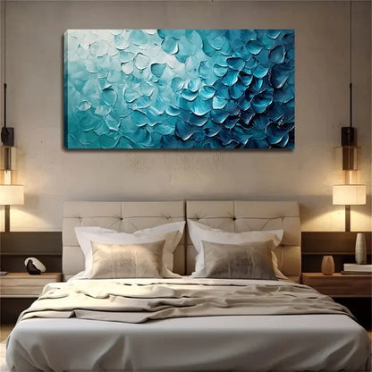 Blue Irregular Scale-Like Wall Art Canvas Office Home Room Framed 120x60cm