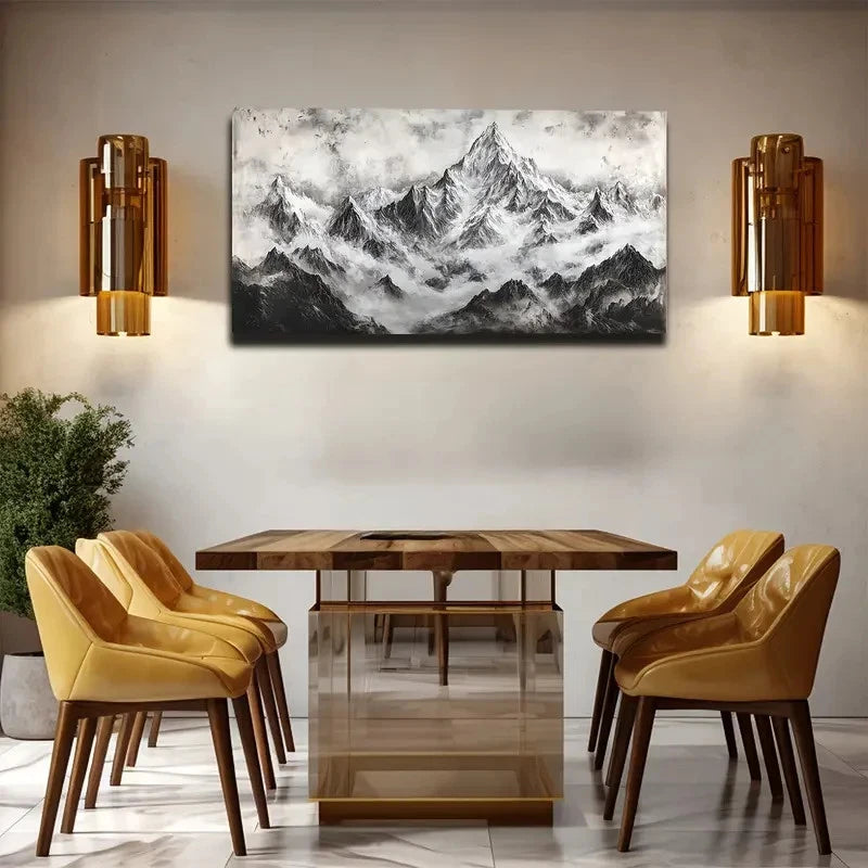 Majestic Snowy Mountains Wall Art canvas office home room framed 120x60cm - Bella Home Decor