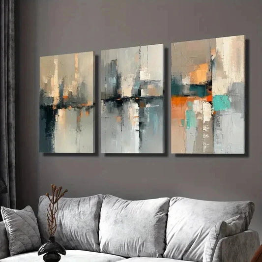 3pcs Minimalist Urban Cityscape Landscape Wall Art Set Canvas Framed 50x70cm - High Quality Print 100% Australian Made Wall Canvas Ready to Hang