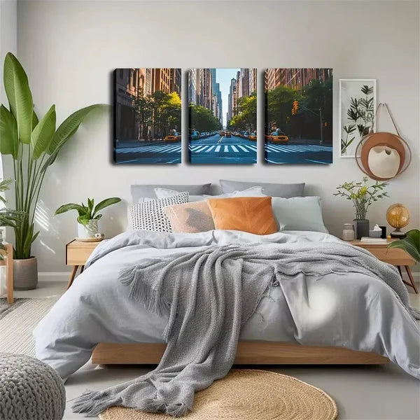 3pcs City Road Zebra CrossingWall Art Set Canvas Framed 60x90cm - High Quality Print 100% Australian Made Wall Canvas Ready to Hang - Bella Home Decor