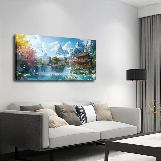 Deco Modern Minimalist Lands Wall Art Canvas Office Home Room Framed 120x60cm