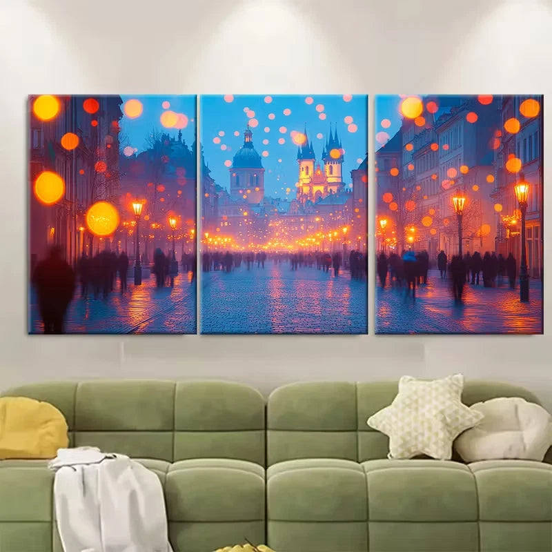 3pcs Twilight Architecture Metal Print Ready to Hang Art