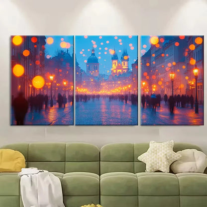 3pcs Twilight Architecture Metal Print Ready to Hang Art