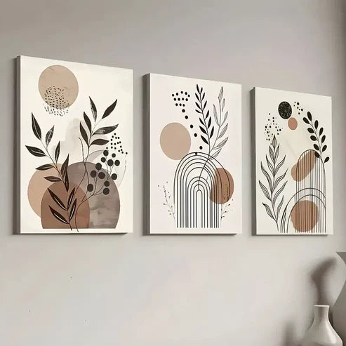 3pcs Deco Classic Modern Floral Pattern Canvas Unframed - High Quality Print 100% Australian Made Wall Canvas