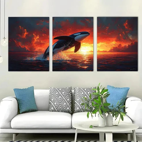 3pcs Majestic Ocean Scene Sunset Perfect Wall Art Set Canvas Unframed - High Quality Print 100% Australian Made Wall Canvas