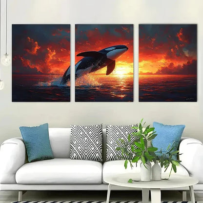 3pcs Majestic Ocean Scene Sunset Perfect Wall Art Set Canvas Unframed - High Quality Print 100% Australian Made Wall Canvas