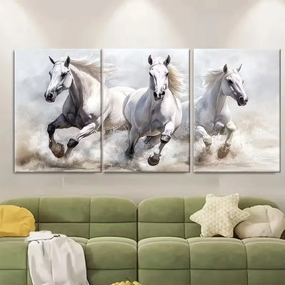 3pcs Majestic White Andalusian Horse Metal Print Ready to Hang Art