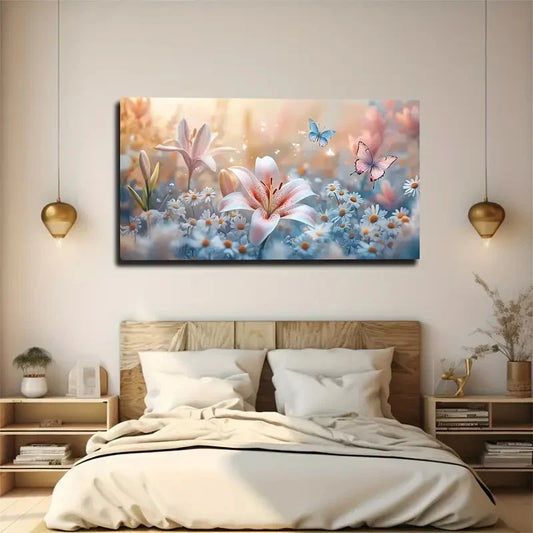 Minimalist Modern Floral Wall Art canvas office home room framed 120x60cm