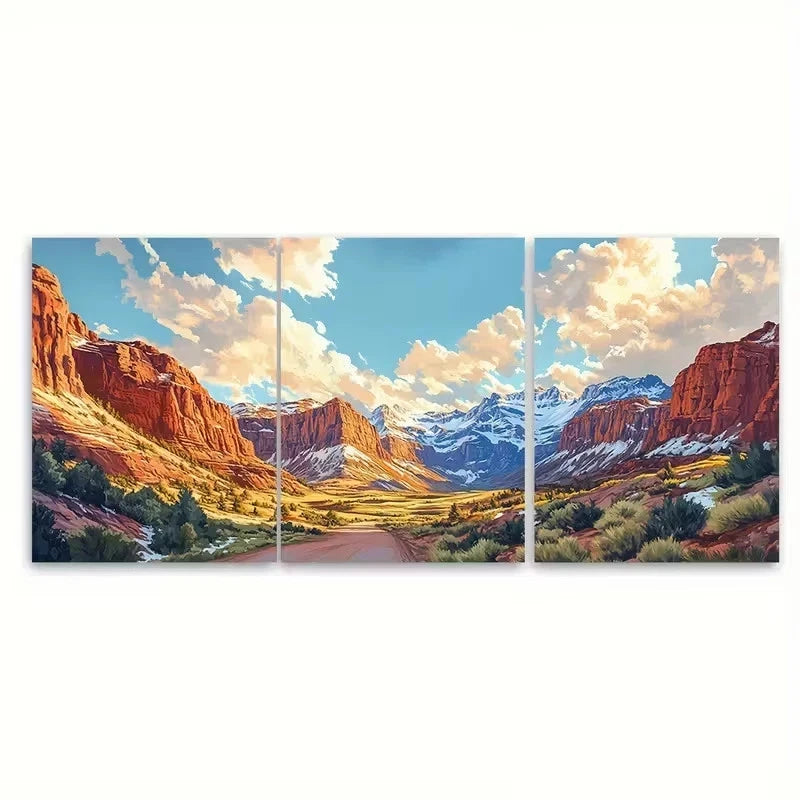 3pcs Depicting a Fantasy Canyon Wall Art Set Canvas Framed 40x60cm - High Quality Print 100% Australian Made Wall Canvas Ready to Hang - Bella Home Decor