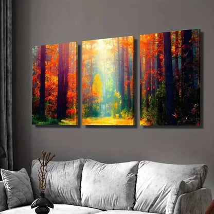 3pcs Sunlight Shining Through The Woods Wall Art Canvas Unframed - High Quality Print 100% Australian Made Wall Canvas