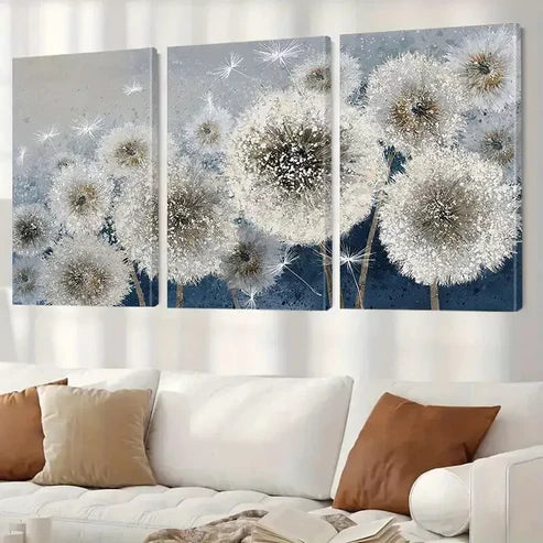 3pcs Dandelion Flower Abstract Floral Wall Art Canvas Unframed - High Quality Print 100% Australian Made Wall Canvas - Bella Home Decor
