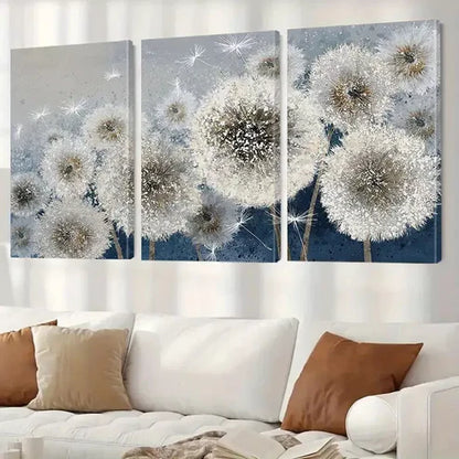 3pcs Dandelion Flower Abstract Floral Wall Art Canvas Unframed - High Quality Print 100% Australian Made Wall Canvas - Bella Home Decor