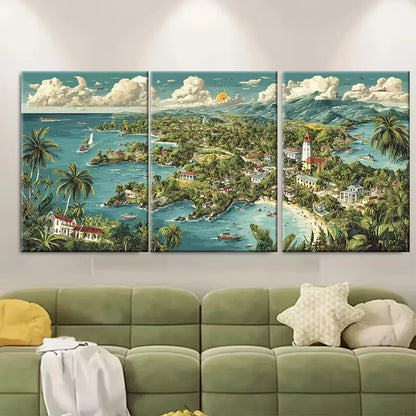 3pcs Trinidad and Tobago Landscapes Metal Print Ready to Hang Art