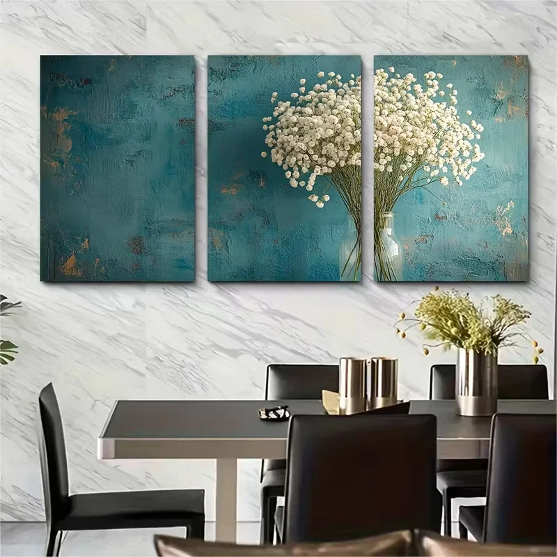 3pcs Bright Floral Bouquet Metal Print Ready to Hang Art - Bella Home Decor