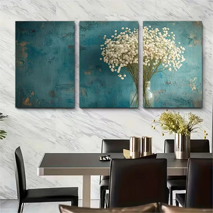 3pcs Bright Floral Bouquet Metal Print Ready to Hang Art - Bella Home Decor