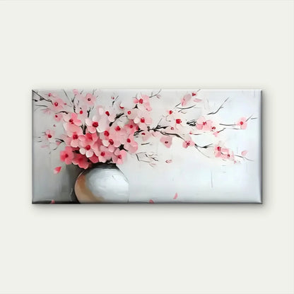 Pink Flowers Vase White Wall Art Canvas Office Home Room Framed 120x60cm