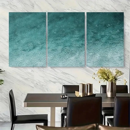 3pcs Turquoise Water Ripples Metal Print Ready to Hang Art