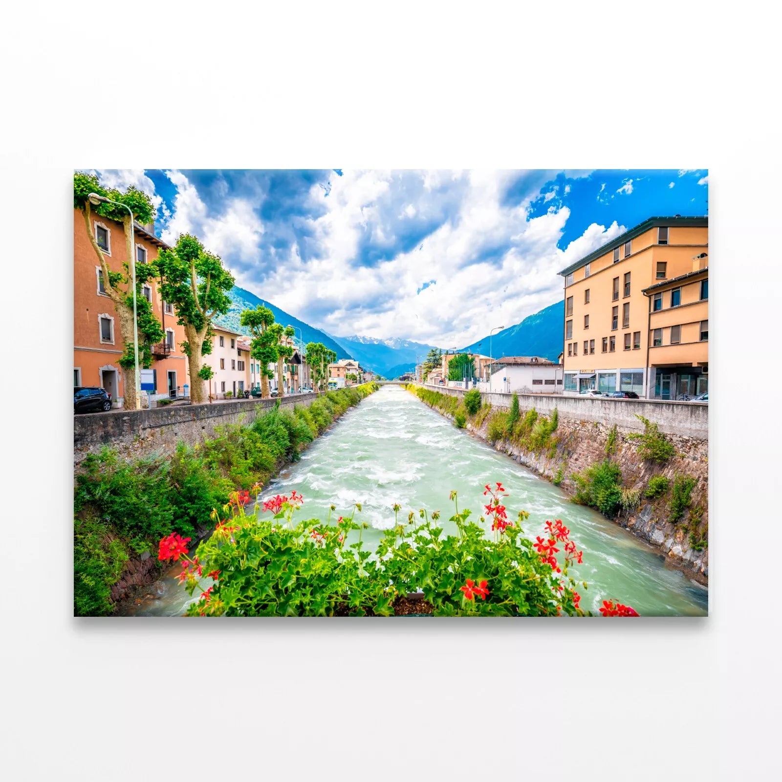 Town Of Tirano And Adda River Wall Art Decor 100% Australian Made - Bella Home Decor