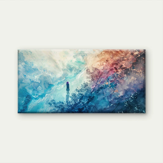 Surreal Artwork Solitary Figure Wall Art Canvas Office Home Room Framed 120x60cm