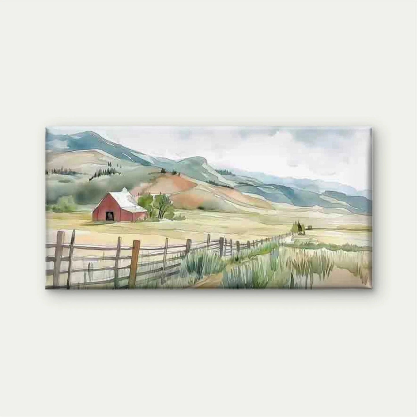 Rural Farm Landscape Wall Art Canvas Office Home Room Framed 120x60cm
