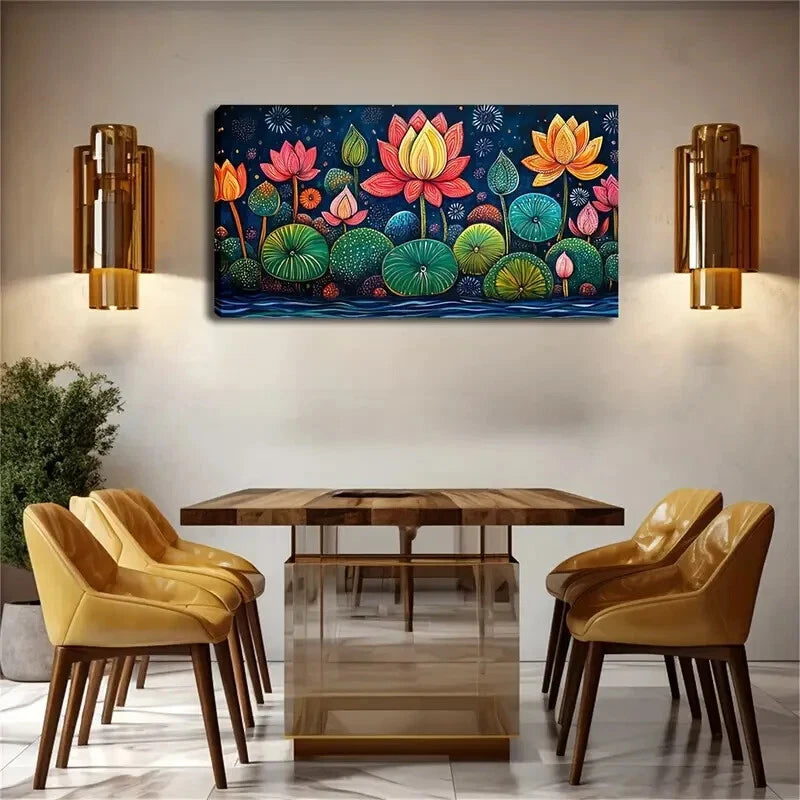 Abstract for Lotus Sky Flowers Wall Art Canvas Office Home Room Framed 120x60cm - Bella Home Decor