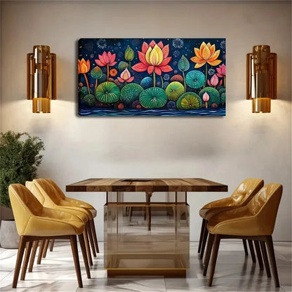 Abstract for Lotus Sky Flowers Wall Art Canvas Office Home Room Framed 120x60cm - Bella Home Decor