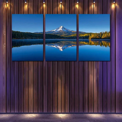 3pcs Mount Hood's Reflection In The Lake  Wall Art Set Canvas Framed 60x90cm - High Quality Print 100% Australian Made Wall Canvas Ready to Hang
