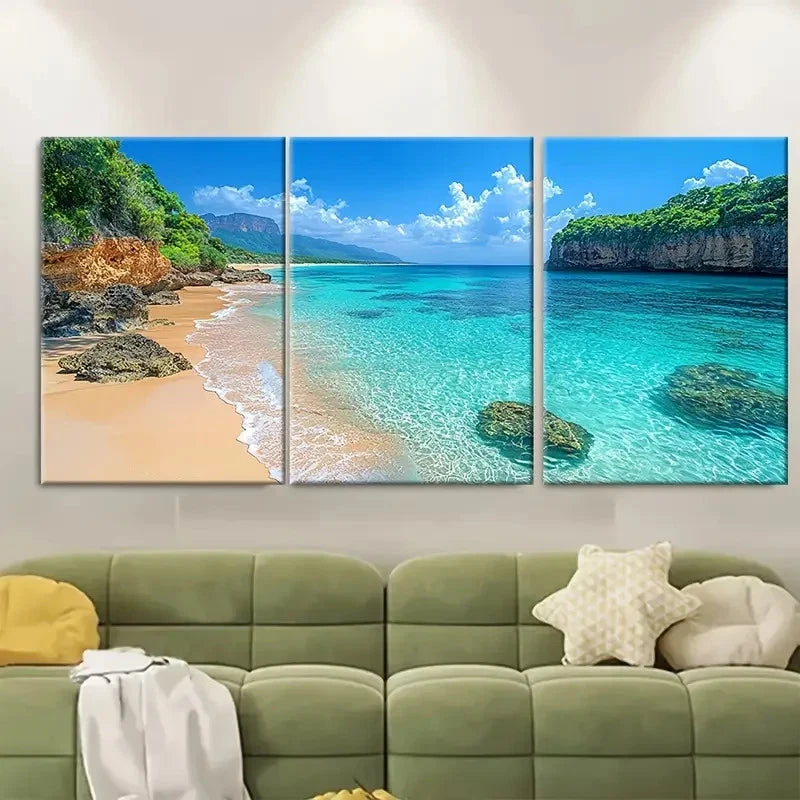 3pcs Vibrant Australian Coastline Seascape Metal Print Ready to Hang Art