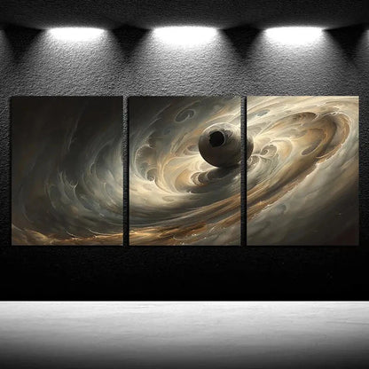 3pcs Mysterious Planet Yin Yang Design Metal Print Ready to Hang Art - Bella Home Decor