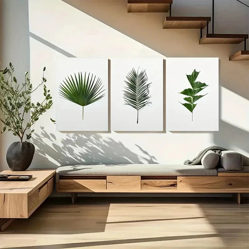 3pcs Tropical Palm Green Leaf Botanical Metal Print Ready to Hang Art - Bella Home Decor