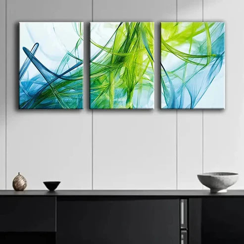 3pcs Green Digital Nature Green Perfect Wall Art Set Canvas Unframed - High Quality Print 100% Australian Made Wall Canvas