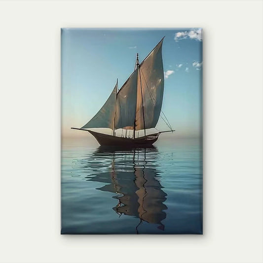 Sailboat Reflection Oil Painting 60x90cm Metal Print Ready to Hang