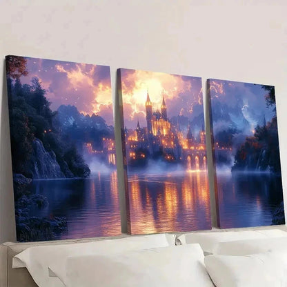 3pcs Enchanted Castle Canvas Art Print FI   Wall Art Set Canvas Framed 60x90cm - High Quality Print 100% Australian Made Wall Canvas Ready to Hang