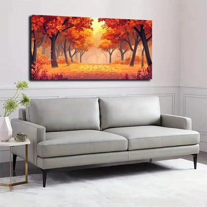 Autumn Woods Landscape Wall Art canvas office home room framed 120x60cm - Bella Home Decor
