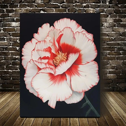 Vibrant Red & White Carnation Painting 40x60cm Metal Print Ready to Hang - Bella Home Decor