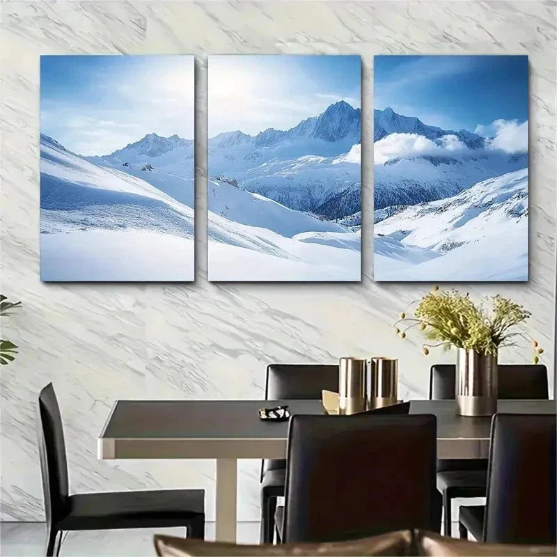 3pcs Val Thorens Ski Mountain Scenery Perfect Wall Art Set Canvas Framed 50x70cm - High Quality Print 100% Australian Made Wall Canvas Ready to Hang
