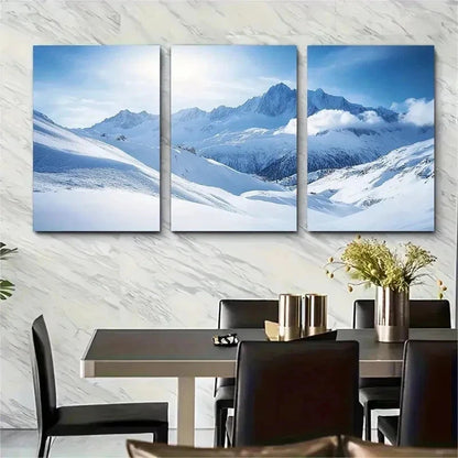 3pcs Val Thorens Ski Mountain Scenery Perfect Wall Art Set Canvas Framed 50x70cm - High Quality Print 100% Australian Made Wall Canvas Ready to Hang