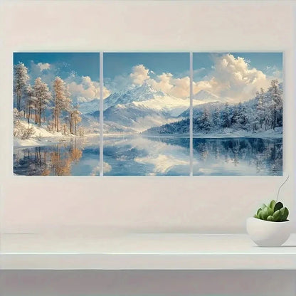 3pcs Snowy Mountain Landscape Japanese Ukiyo-e Metal Print Ready to Hang Art - Bella Home Decor