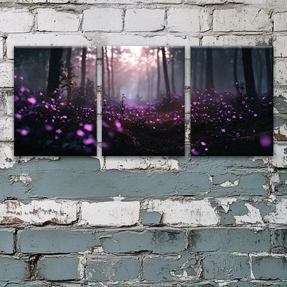3pcs Beautiful Purple Flowers Nature Perfect Wall Art Set Canvas Framed 40x60cm - High Quality Print 100% Australian Made Wall Canvas Ready to Hang - Bella Home Decor